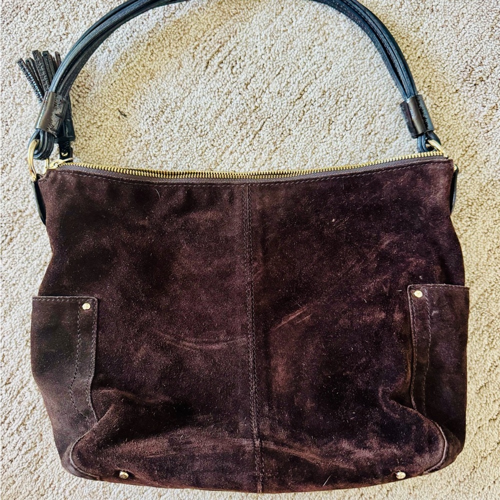 Vintage Kate Spade Luxurious Dark Brown Suede Shoulder Bag